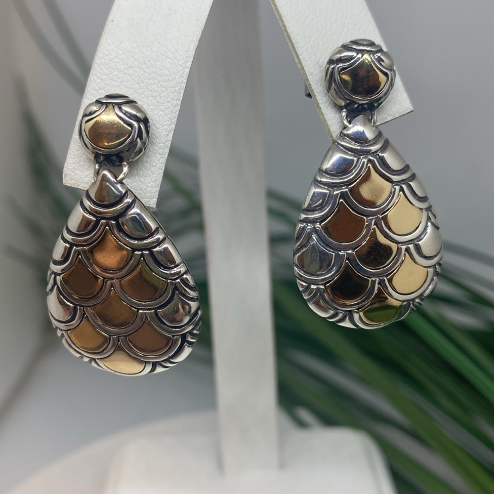 JOHN HARD SILVER 18K LEGENDS NAGA DROP EARRINGS - Picture 6 of 11